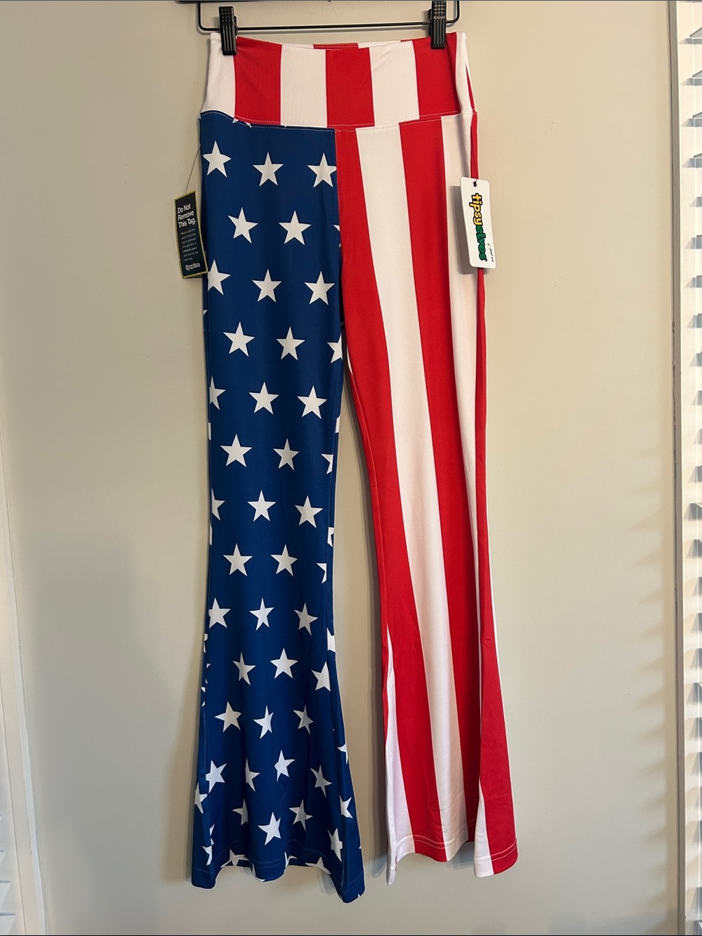 Tipsy Elves Patriotic Star & Stripe Flare Leggings - Red, White & Blue